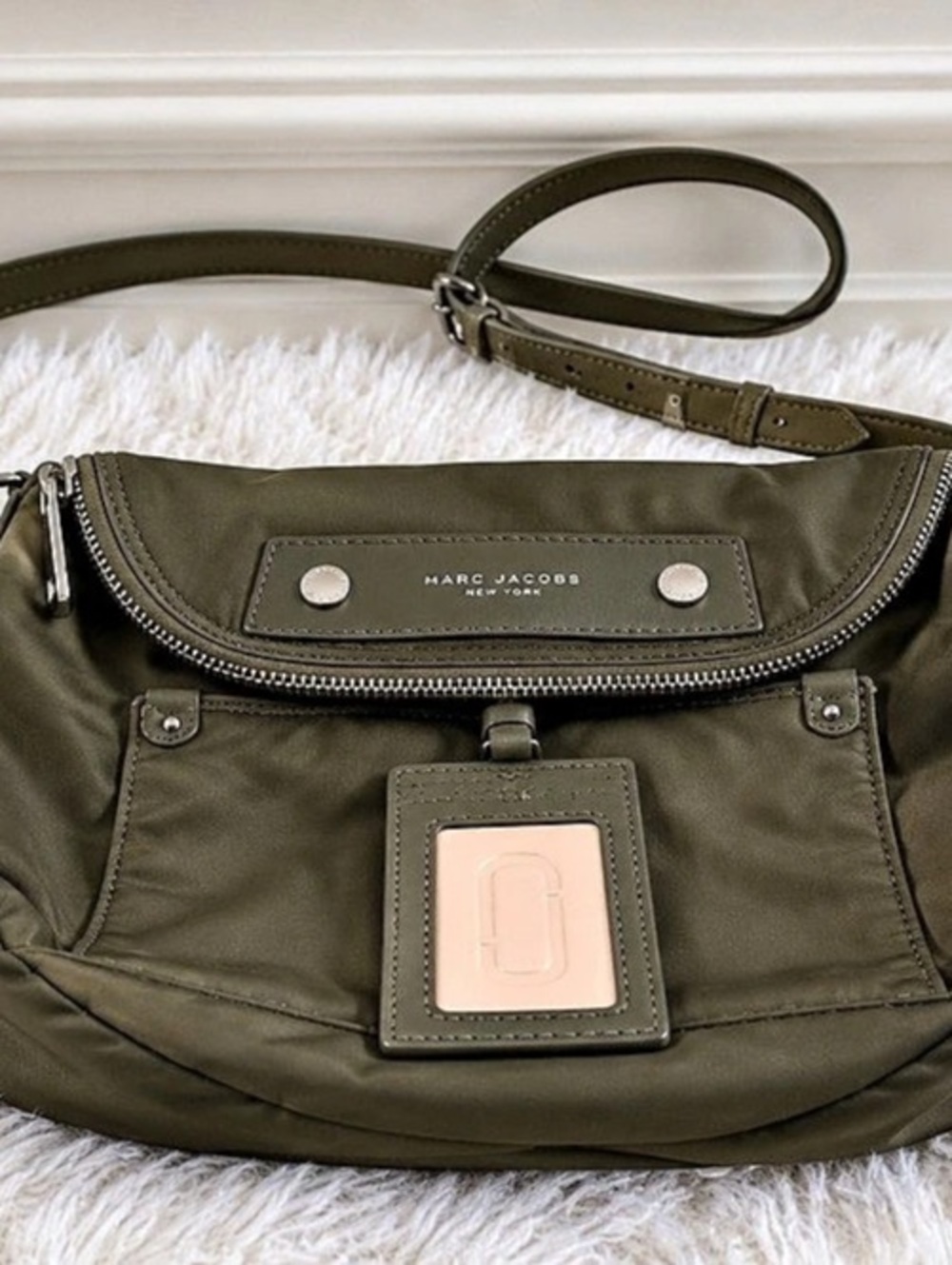 Marc Jacobs Preppy Nylon Mini Natasha Crossbody Bag-Olive. NEW